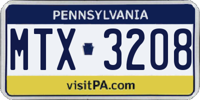 PA license plate MTX3208
