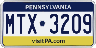 PA license plate MTX3209