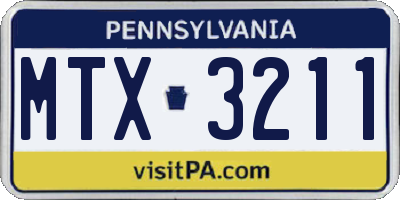 PA license plate MTX3211