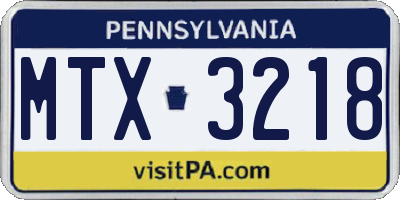 PA license plate MTX3218