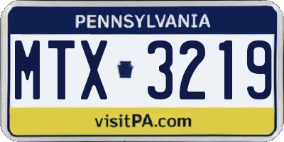 PA license plate MTX3219
