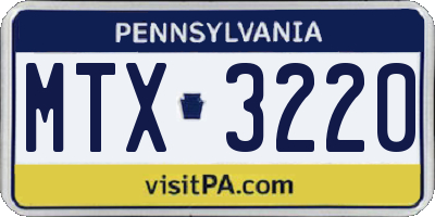 PA license plate MTX3220