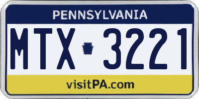 PA license plate MTX3221