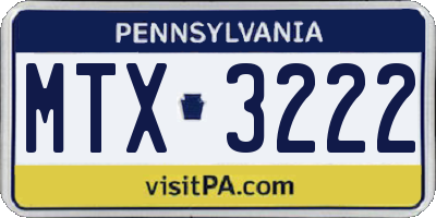PA license plate MTX3222