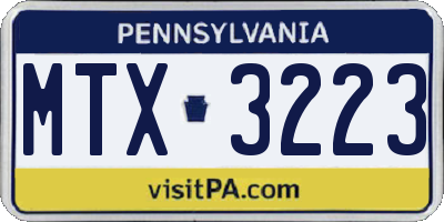 PA license plate MTX3223