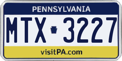 PA license plate MTX3227