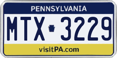 PA license plate MTX3229