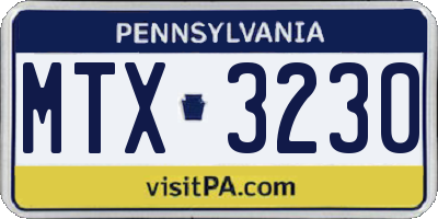 PA license plate MTX3230
