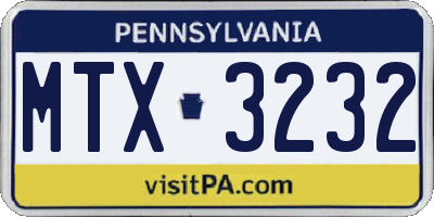PA license plate MTX3232