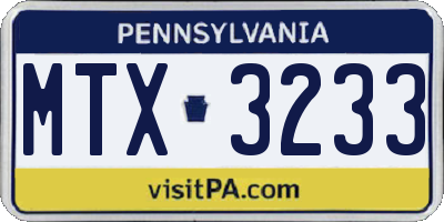 PA license plate MTX3233