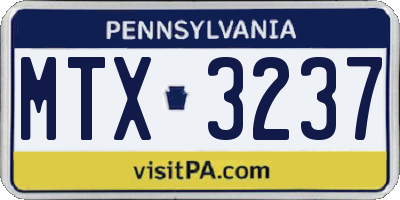PA license plate MTX3237