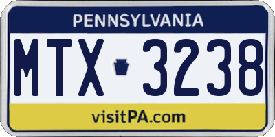 PA license plate MTX3238