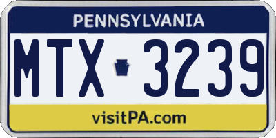 PA license plate MTX3239