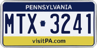 PA license plate MTX3241