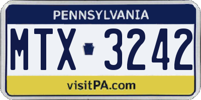 PA license plate MTX3242