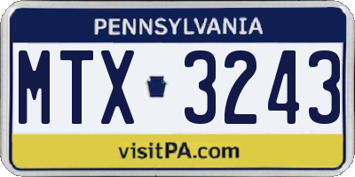 PA license plate MTX3243