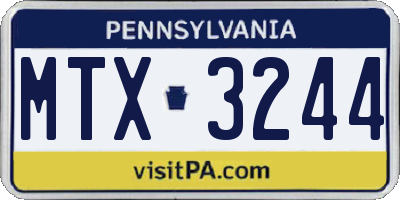 PA license plate MTX3244