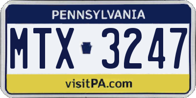 PA license plate MTX3247
