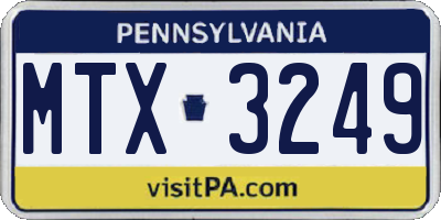 PA license plate MTX3249