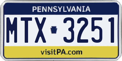 PA license plate MTX3251