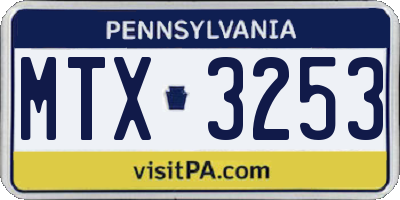 PA license plate MTX3253