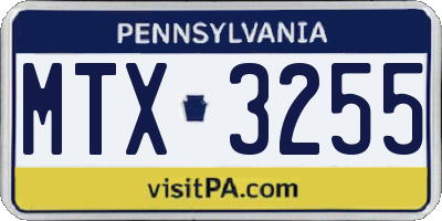 PA license plate MTX3255