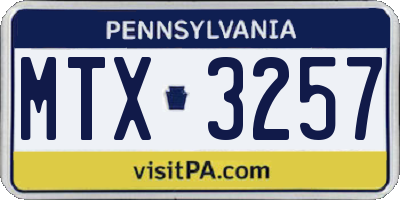 PA license plate MTX3257