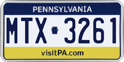 PA license plate MTX3261