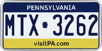 PA license plate MTX3262