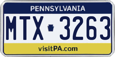 PA license plate MTX3263