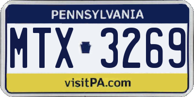 PA license plate MTX3269
