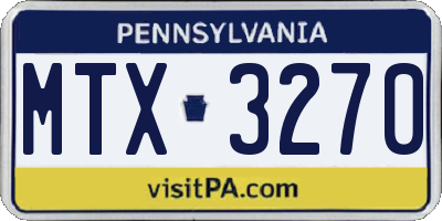 PA license plate MTX3270