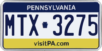 PA license plate MTX3275