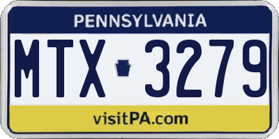 PA license plate MTX3279