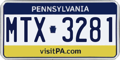 PA license plate MTX3281