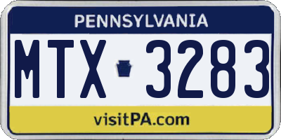PA license plate MTX3283