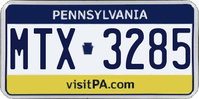 PA license plate MTX3285