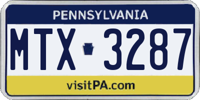 PA license plate MTX3287