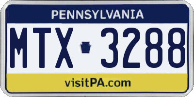 PA license plate MTX3288