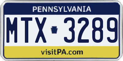 PA license plate MTX3289
