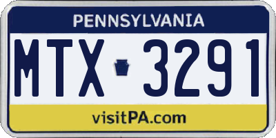PA license plate MTX3291