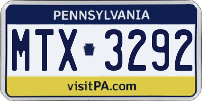 PA license plate MTX3292