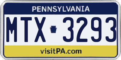 PA license plate MTX3293