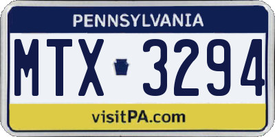 PA license plate MTX3294