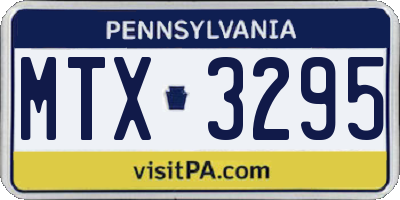 PA license plate MTX3295