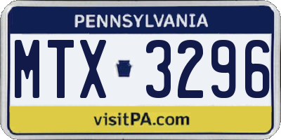 PA license plate MTX3296