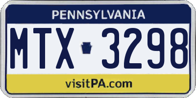PA license plate MTX3298