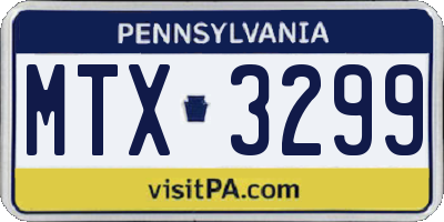 PA license plate MTX3299
