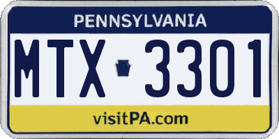 PA license plate MTX3301