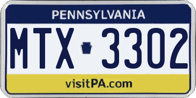 PA license plate MTX3302